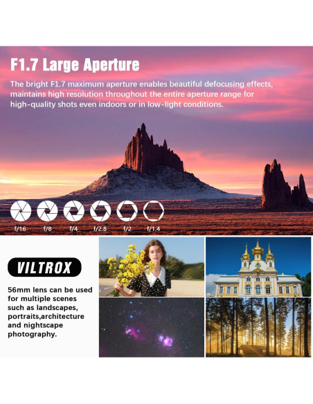 Lente VILTROX 56mm F1.7 Autofocus para Fujifilm X-Mount