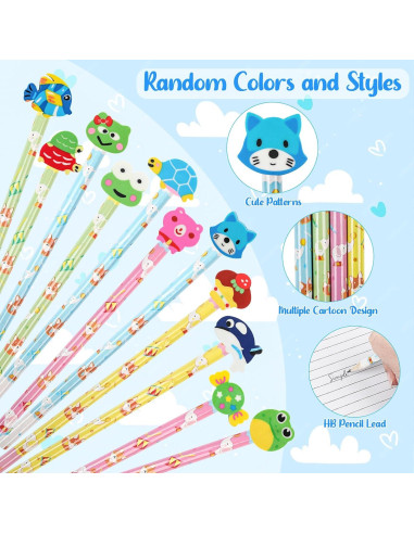 Lápices Lindos con Borradores Animales DIYASY - 50 Pcs
