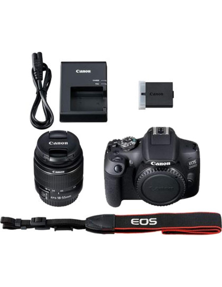 Cámara DSLR Canon EOS 2000D + Lente 18-55mm + Accesorios