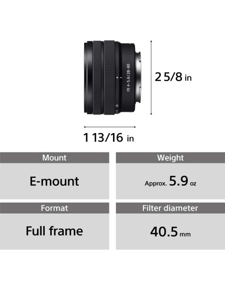 Lente Zoom Sony FE 28-60mm f/4-5.6 Compacta
