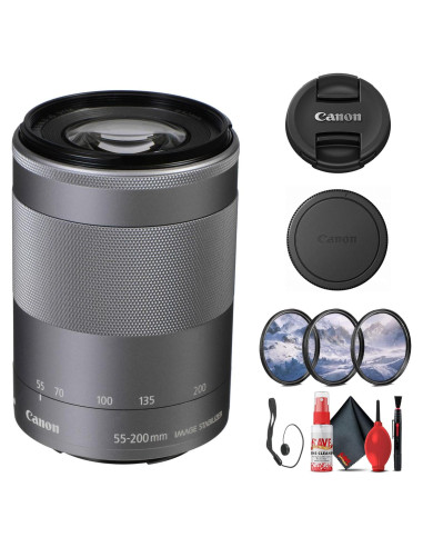 Lente Canon EF-M 55-200mm f/4.5-6.3 IS STM Plata + Kit