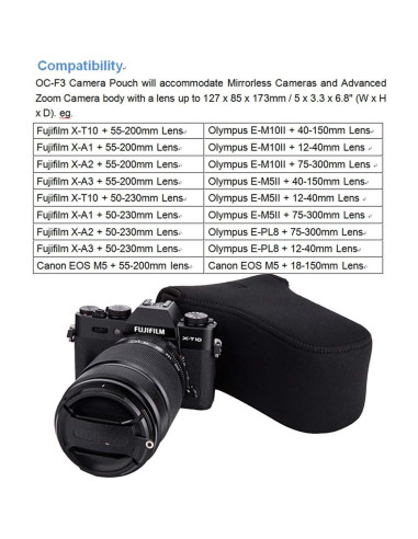 Funda de cámara neopreno JJC Black para Fujifilm y Canon