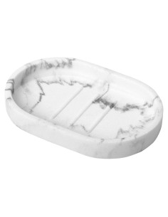 Plato de Jabón Luxspire Ovalado Blanco Grava 15x10 cm