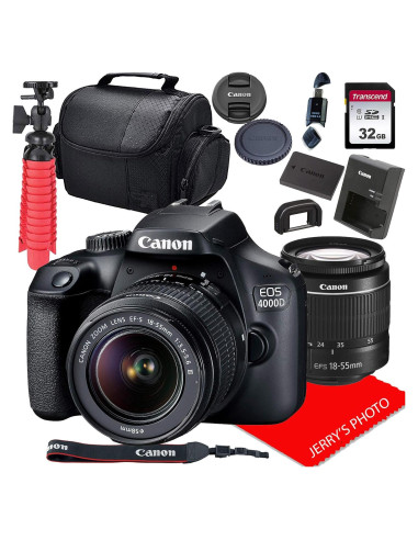 Cámara DSLR Canon EOS 4000D + Lente 18-55mm + Tarjeta 32GB