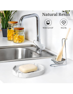 Plato de Jabón Luxspire Ovalado Blanco Grava 15x10 cm 2