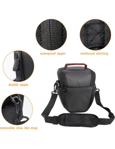 Funda de Cámara DSLR FOSOTO Nylon Negra Compatible Nikon Canon
