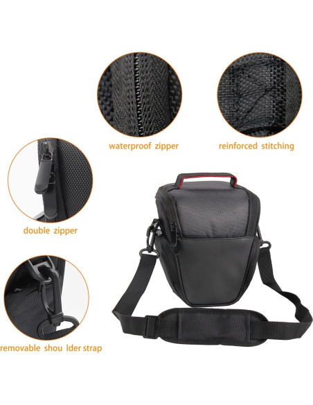 Funda de Cámara DSLR FOSOTO Nylon Negra Compatible Nikon Canon