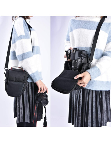 Funda de Cámara DSLR FOSOTO Nylon Negra Compatible Nikon Canon