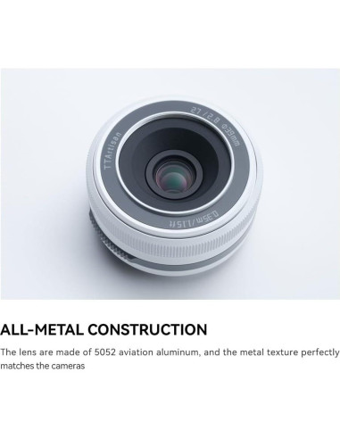 Lente TTArtisan AF 27mm f2.8 Pancake para Fujifilm - Blanco