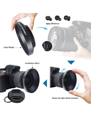 Capucha de lente gran angular CORUSCATE 55mm + tapa de lente