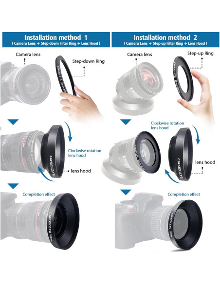 Capucha de lente gran angular CORUSCATE 55mm + tapa de lente