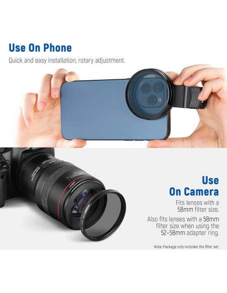 Kit de Filtros de Lente 58mm NEEWER para Teléfono Móvil