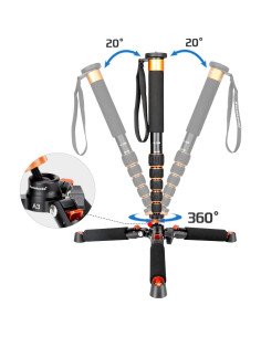 Monopod de cámara Koolehaoda K-266+A3 de aluminio 46-177cm 2