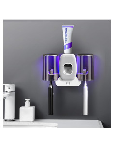 Soporte Limpiador de Cepillos de Dientes LXIANGN Gris 3 en 1