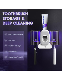 Soporte Limpiador de Cepillos de Dientes LXIANGN Gris 3 en 1 2