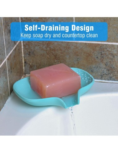 Paquete de 3 platos de jabón de silicona AIMAIAIMAI - Drenaje