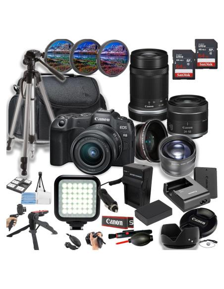 Cámara Sin Espejo Canon EOS R8 + Lentes 24-50mm y 55-210mm