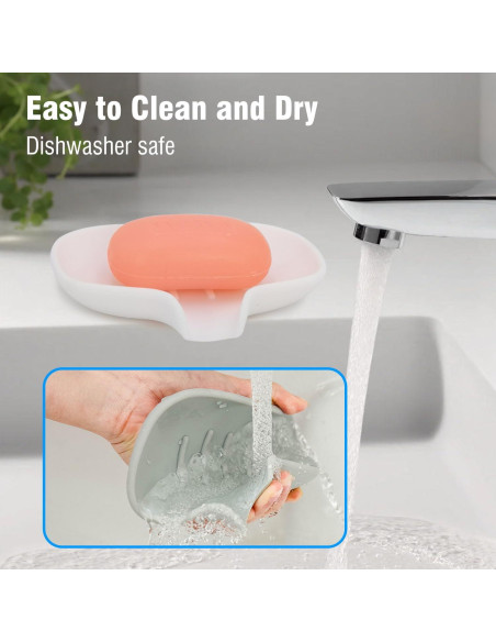 Paquete de 3 platos de jabón de silicona AIMAIAIMAI - Drenaje