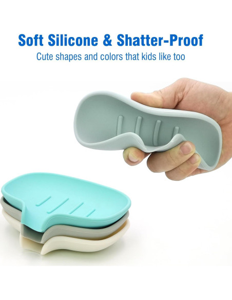 Paquete de 3 platos de jabón de silicona AIMAIAIMAI - Drenaje