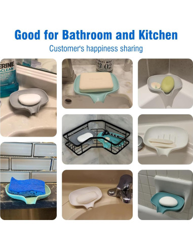 Paquete de 3 platos de jabón de silicona AIMAIAIMAI - Drenaje