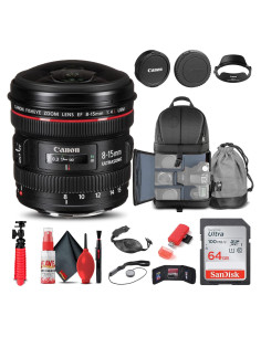 Lente Canon EF 8-15mm f/4L Ojo de Pez USM + Accesorios