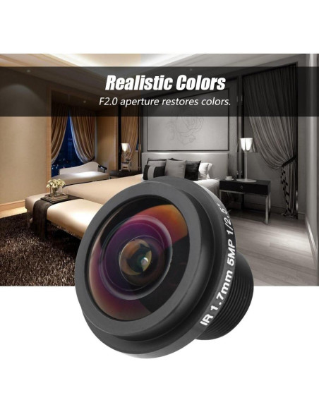 Lente de Cámara de Seguridad Fisheye 5MP Zerone 1.7mm 185