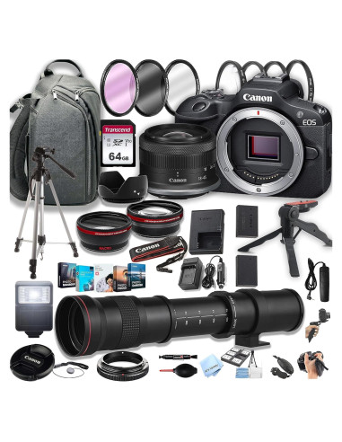 Cámara sin espejo Canon EOS R100 24.2MP + Lentes 18-45mm y 420-800mm