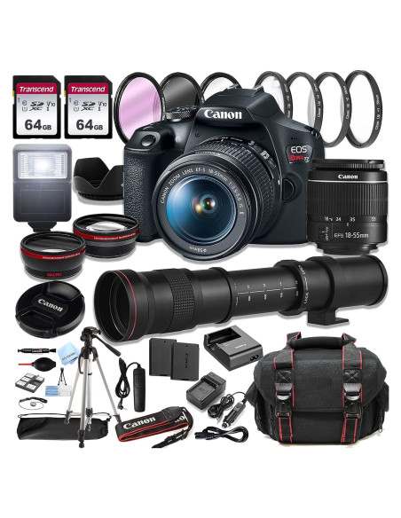 Cámara DSLR Canon EOS Rebel T7 + Lentes 18-55mm y 420-800mm