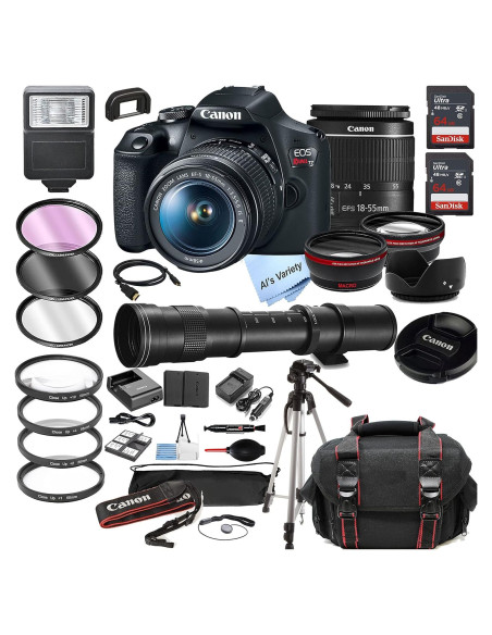 Cámara DSLR Canon EOS Rebel T7 24.1MP + Lentes 18-55mm y 420-800mm