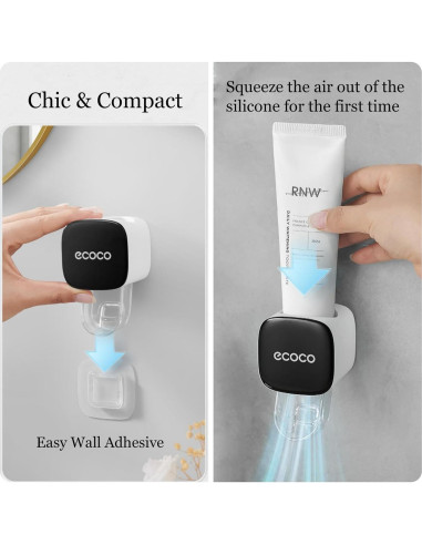 Dispensador de Pasta de Dientes Automático LORVOR 2 Pcs Montaje en Pared