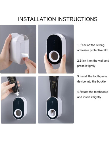 Dispensador de Pasta de Dientes Automático SLZBCY Negro 11.5x6.5cm