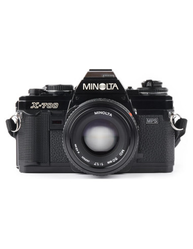 Cámara SLR Minolta X-700 35mm con lente MD 50mm f/2 (Renovada)