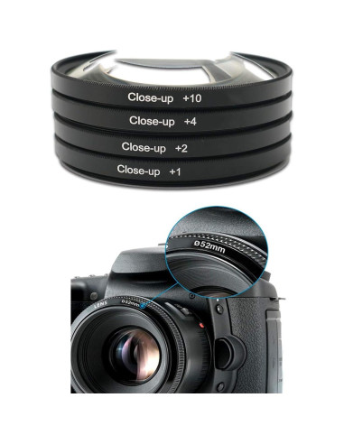 Kit de Filtros de Primer Plano 72mm Cardinal Camera +1, +2, +4, +10 Dioptrías