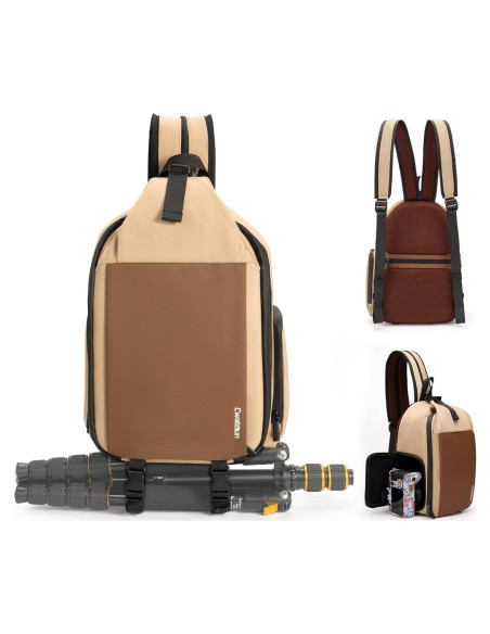 Bolsa de cámara Cwatcun 2 en 1 impermeable caqui DSLR