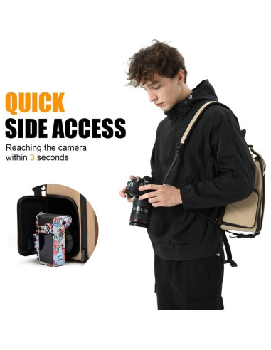 Bolsa de cámara Cwatcun 2 en 1 impermeable caqui DSLR