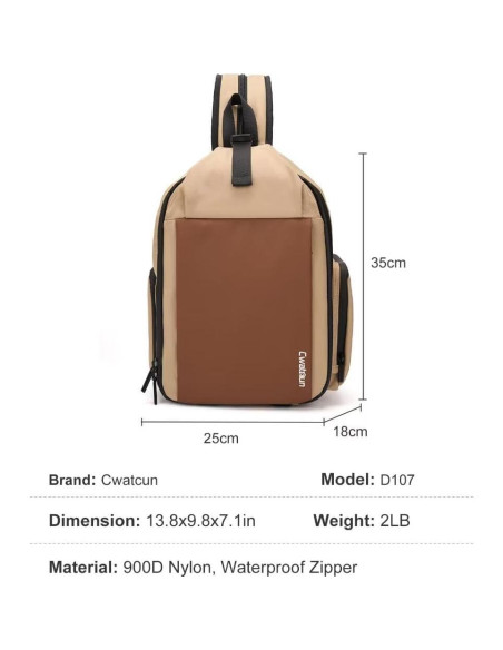 Bolsa de cámara Cwatcun 2 en 1 impermeable caqui DSLR