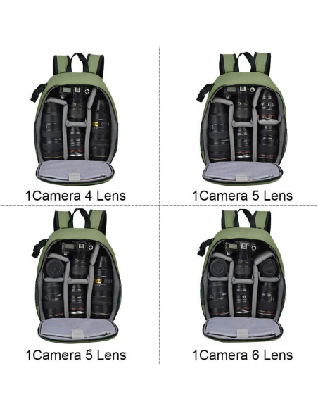 Mochila CADeN Profesional para Cámara DSLR/SLR Verde Impermeable