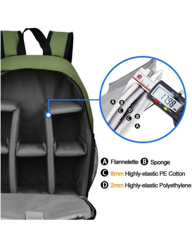 Mochila CADeN Profesional para Cámara DSLR/SLR Verde Impermeable