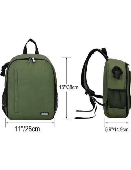 Mochila CADeN Profesional para Cámara DSLR/SLR Verde Impermeable