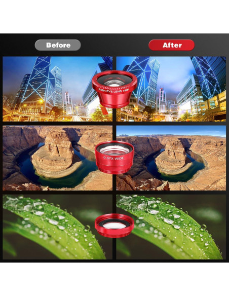 Kit de Lentes para Cámara de Teléfono Hemobllo 3 en 1