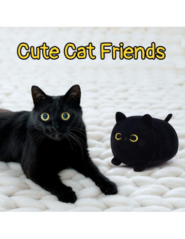 Almohada de Peluche Gato Negro Kawaii LSYDCARM 20x12cm