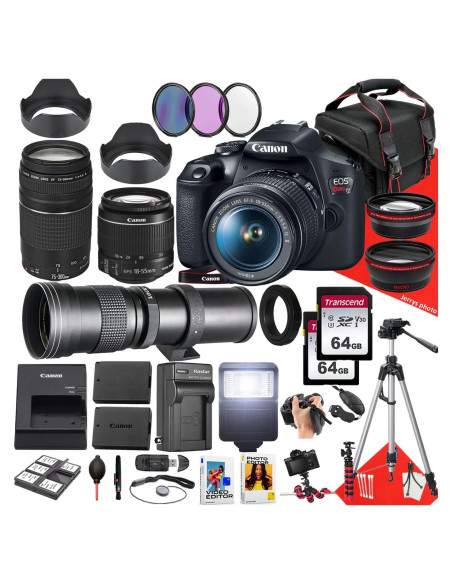 Cámara DSLR Canon EOS Rebel T7 2000D con 3 Lentes y Accesorios