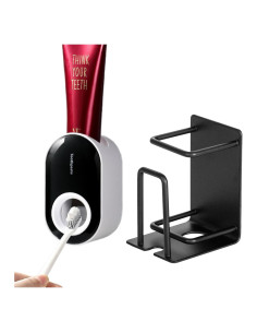 Soporte de Cepillo de Dientes VHIEDN Montado en Pared 3 en 1 Negro