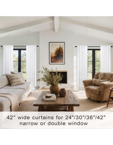 Cortinas KOUFALL 107x229 cm Blancas Semitransparentes