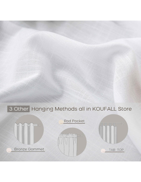Cortinas KOUFALL 107x229 cm Blancas Semitransparentes