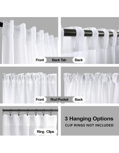 Cortinas KOUFALL 107x229 cm Blancas Semitransparentes