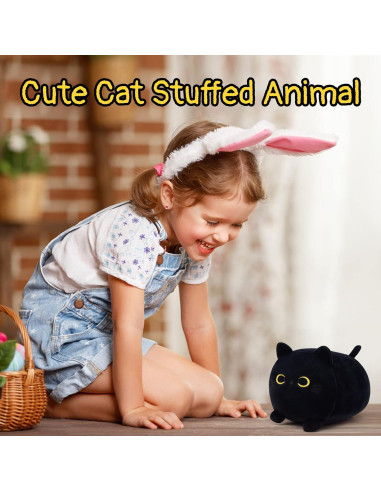Almohada de Peluche Gato Negro Kawaii LSYDCARM 20x12cm