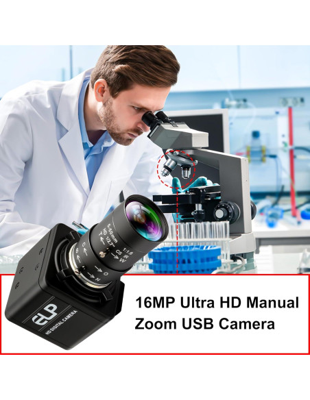 Cámara USB 16MP IFWATER con Lente Varifocal 5-50mm