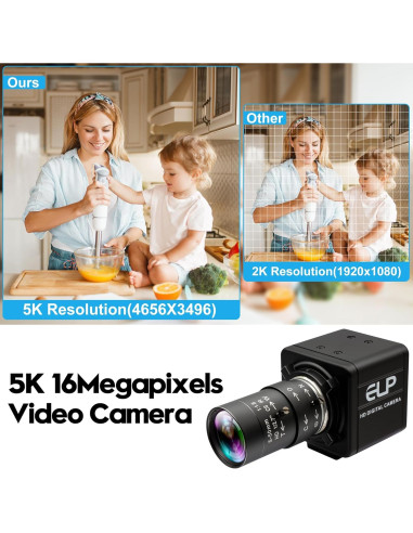 Cámara USB 16MP IFWATER con Lente Varifocal 5-50mm