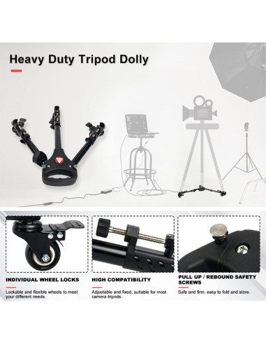 Dolly de Trípode Kingjoy VX-600 con Ruedas de Goma 5.08 cm